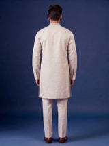 Grey multicolor floral zardosi kurta suit with pants for mens