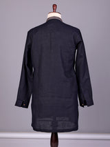 Dark navy floral zardosi kurta suit with pants for mens