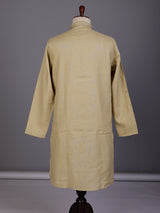 Beige tone-on-tone thread kurta suit with for men