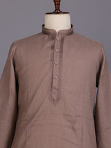 Light brown tone-on-tone thread kurta suit with pants