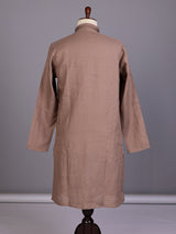 Light brown tone-on-tone thread kurta suit with pants
