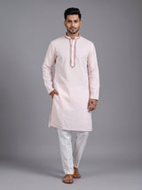 Light pink tone-on-tone thread kurta suit for mens occasions