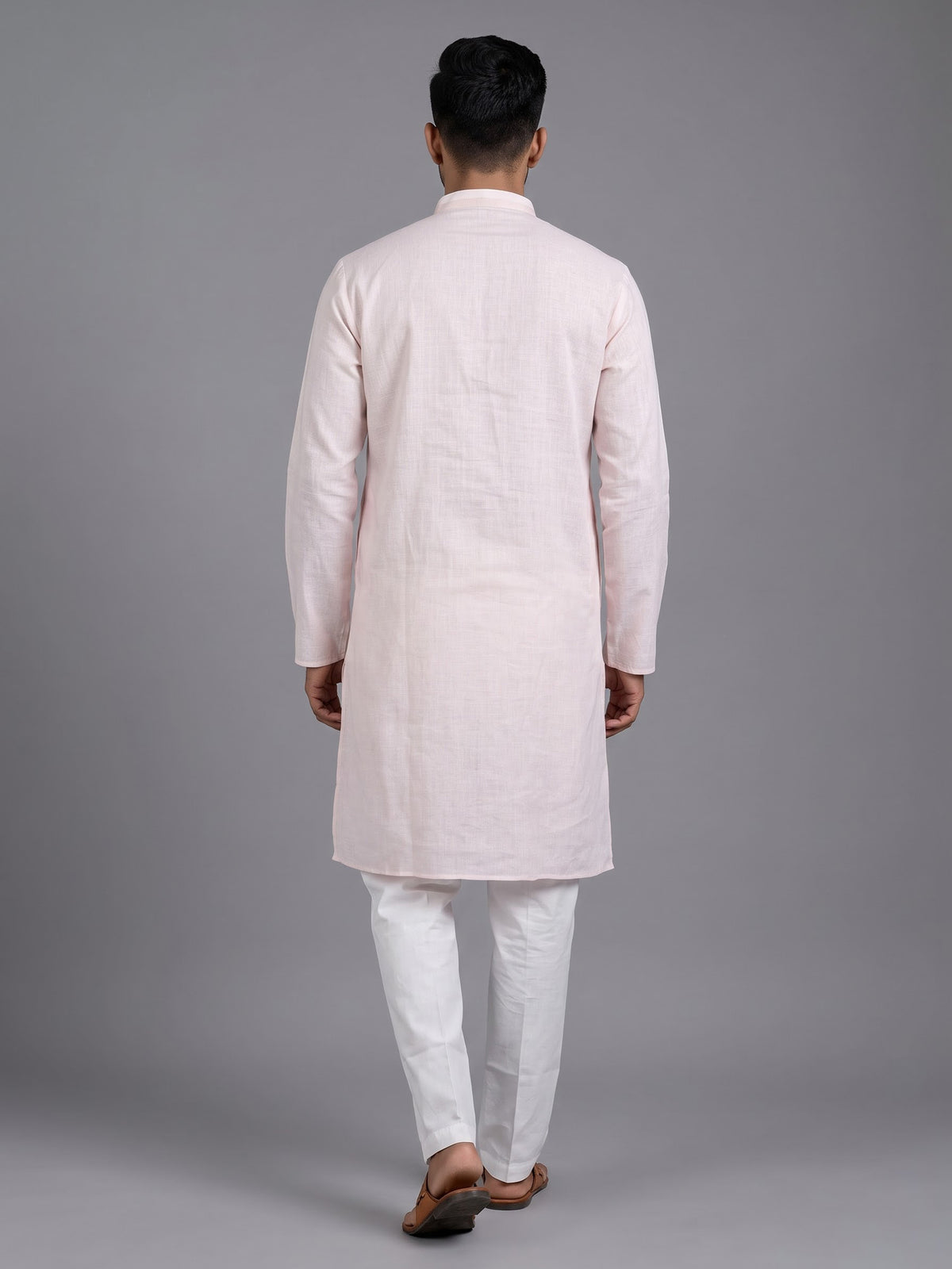 Light pink tone-on-tone thread kurta suit for mens occasions