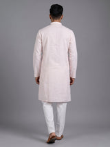 Light pink tone-on-tone thread kurta suit for mens occasions