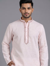 Light pink tone-on-tone thread kurta suit for mens occasions