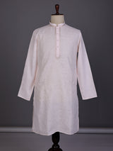 Light pink tone-on-tone thread kurta suit for mens occasions