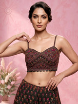 Dark mehendi green georgette palazzo suit with heavy festive embellishments