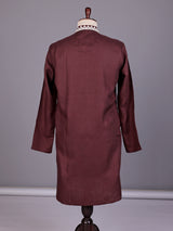 Wine thread detailed cotton silk kurta suit for mens