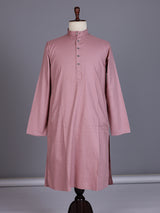 Dusty pink cotton silk blend kurta suit with thread texture