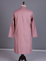 Dusty pink cotton silk blend kurta suit with thread texture