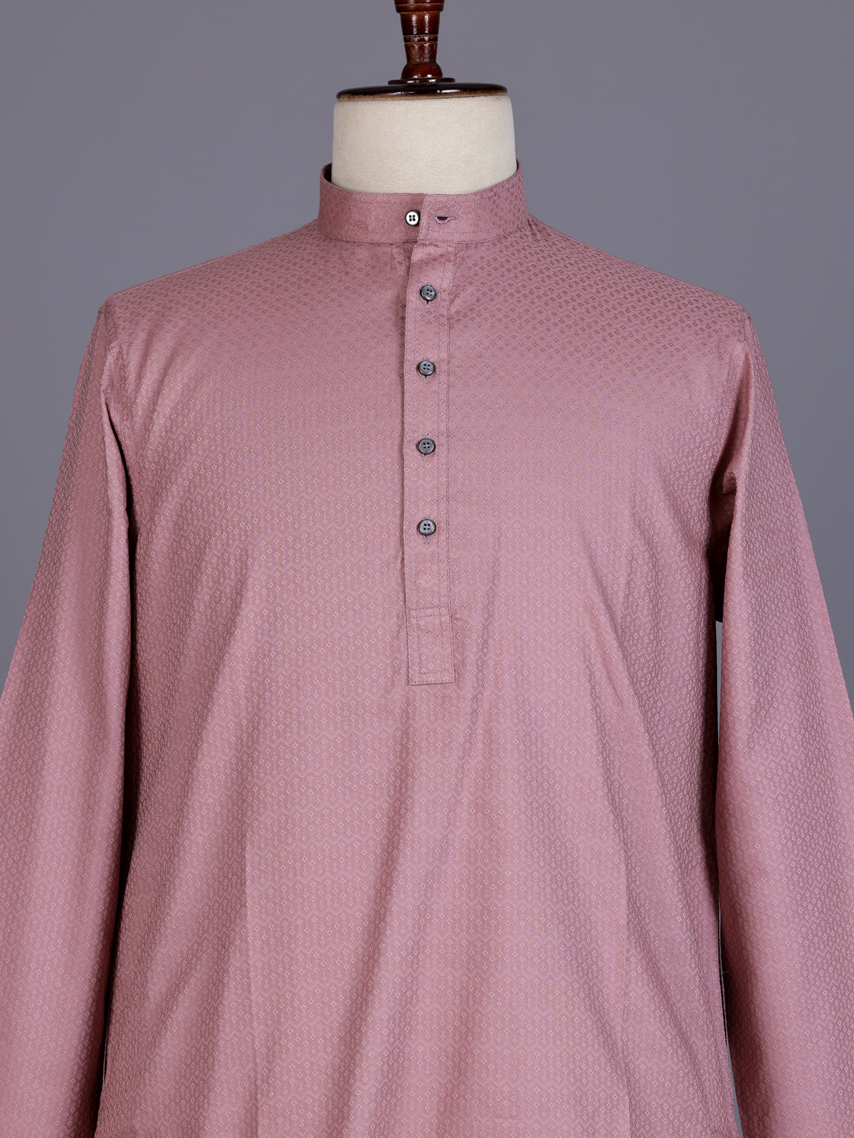 Dusty pink cotton silk blend kurta suit with thread texture