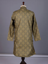Mehendi green bandhani printed silk kurta suit for mens