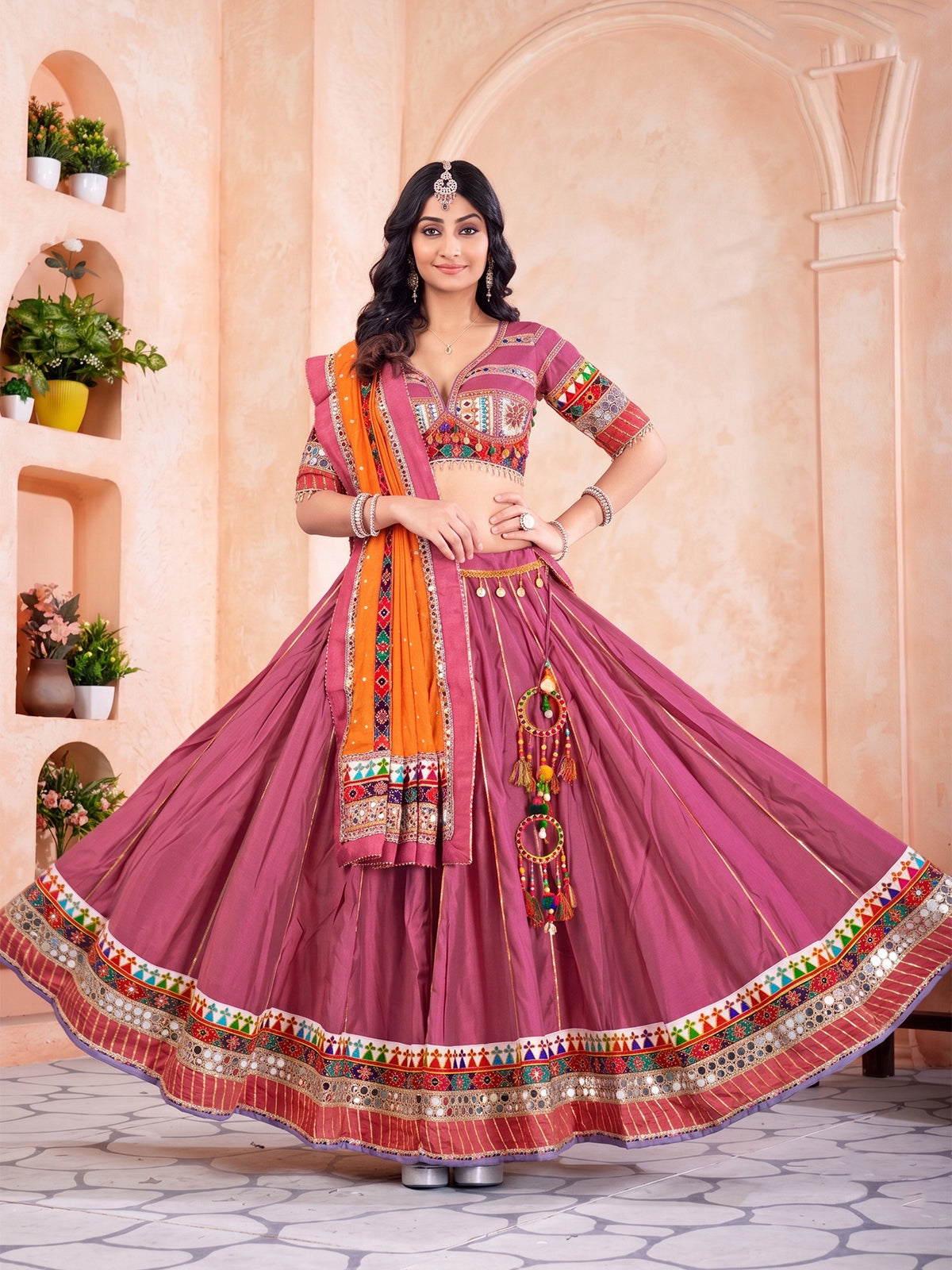 Onion pink festive women lehenga choli