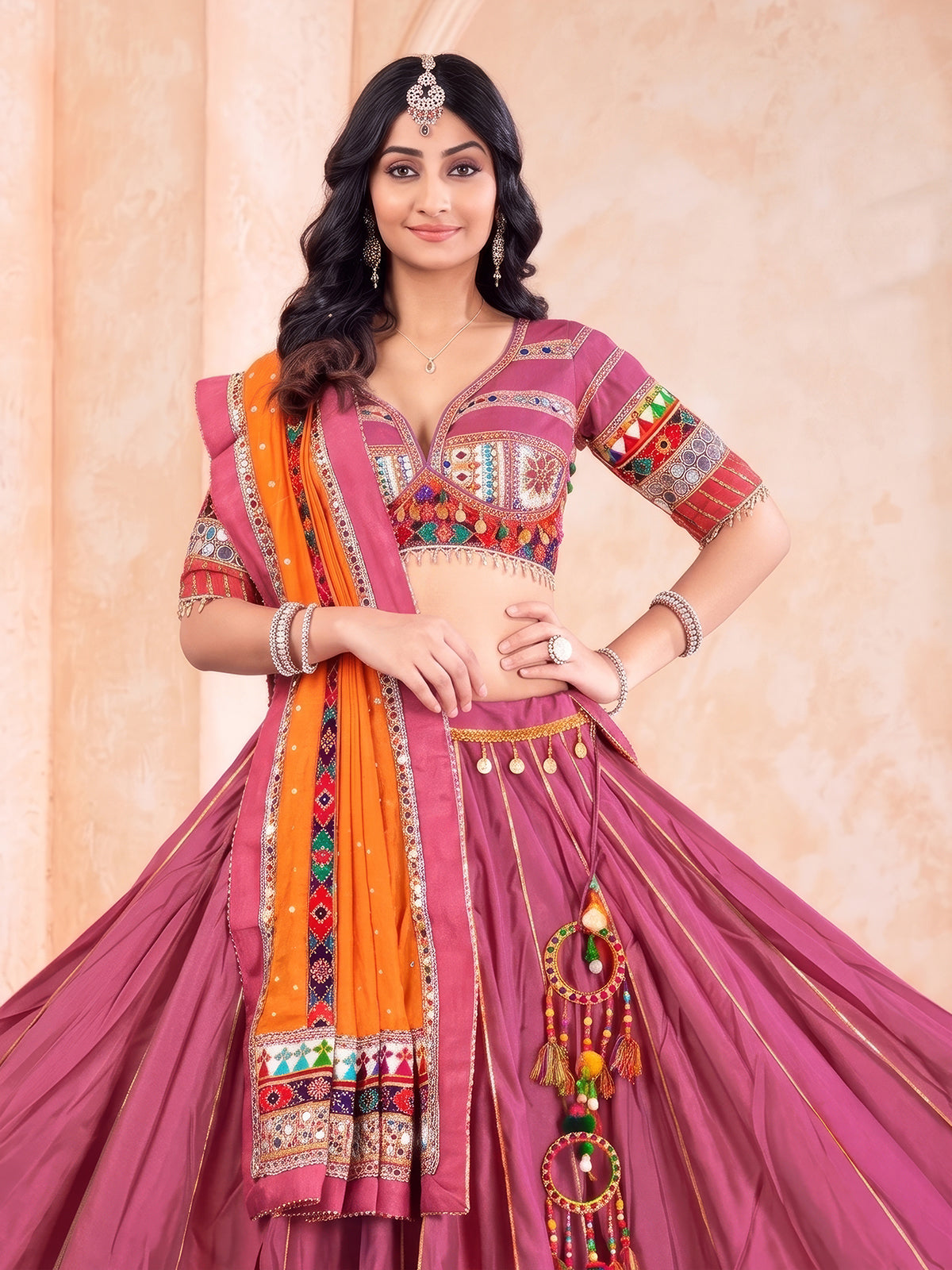 Onion pink festive women lehenga choli