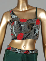 Bottle green satin crepe silk indowestern suit