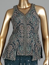 Rama green designer georgette silk palazzo suit with zardosi embellishments