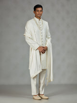 Ivory statement embroidered mens sherwani