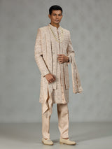 Warm beige heritage mens sherwani