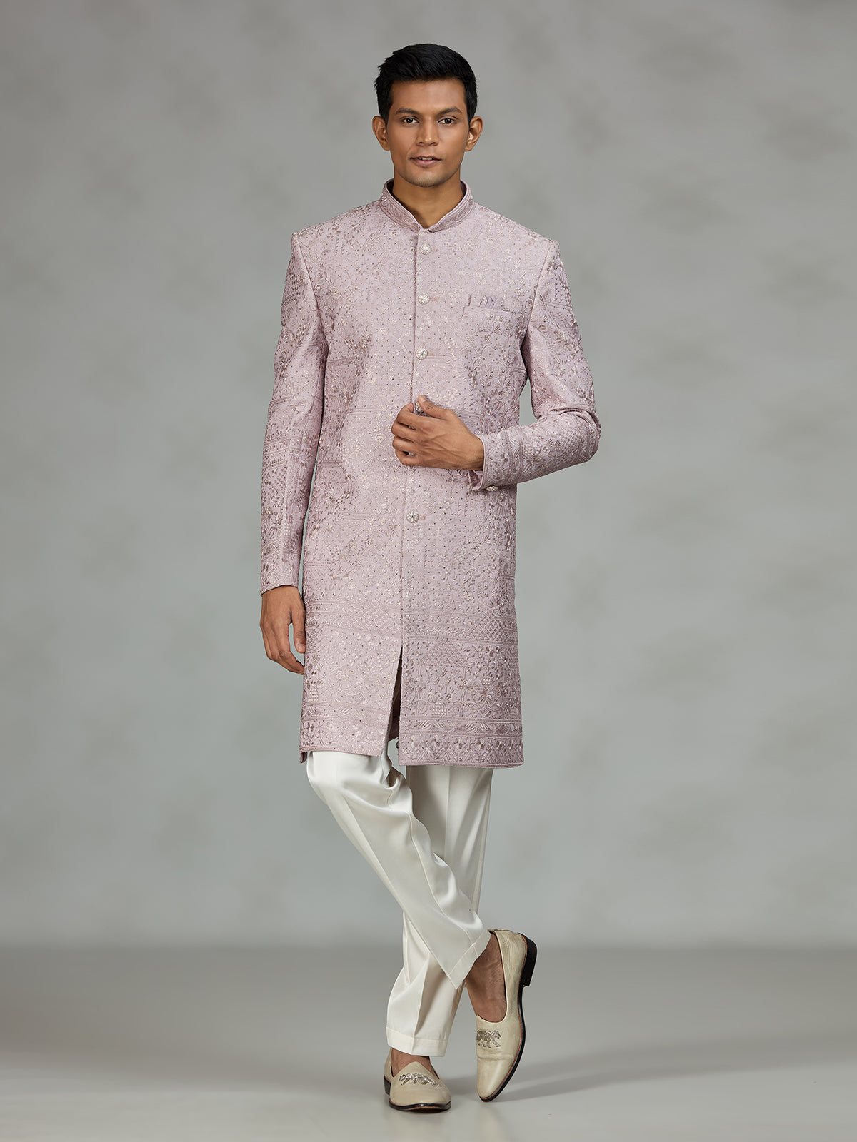 Onion pink refined mens sherwani