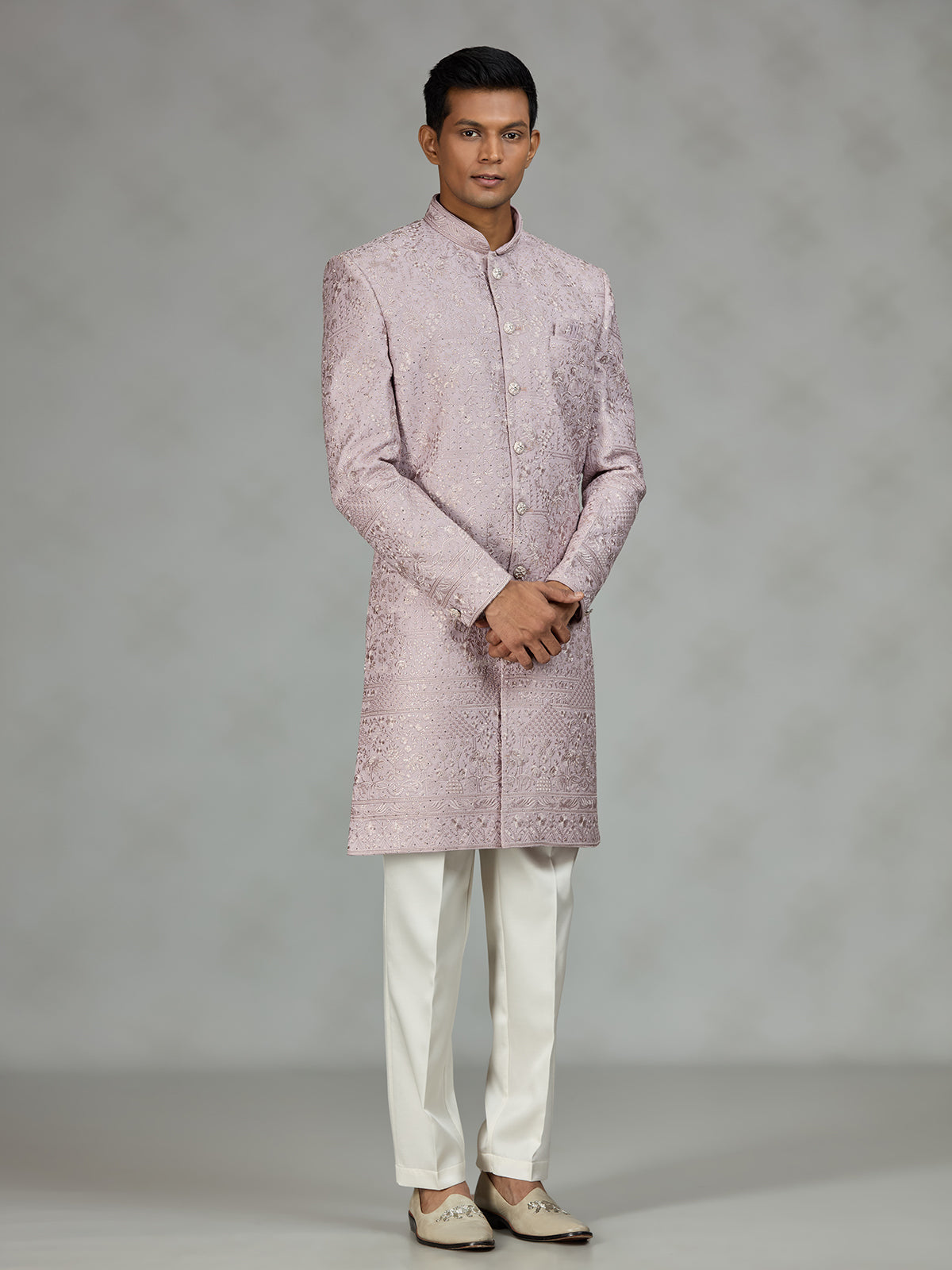 Onion pink refined mens sherwani