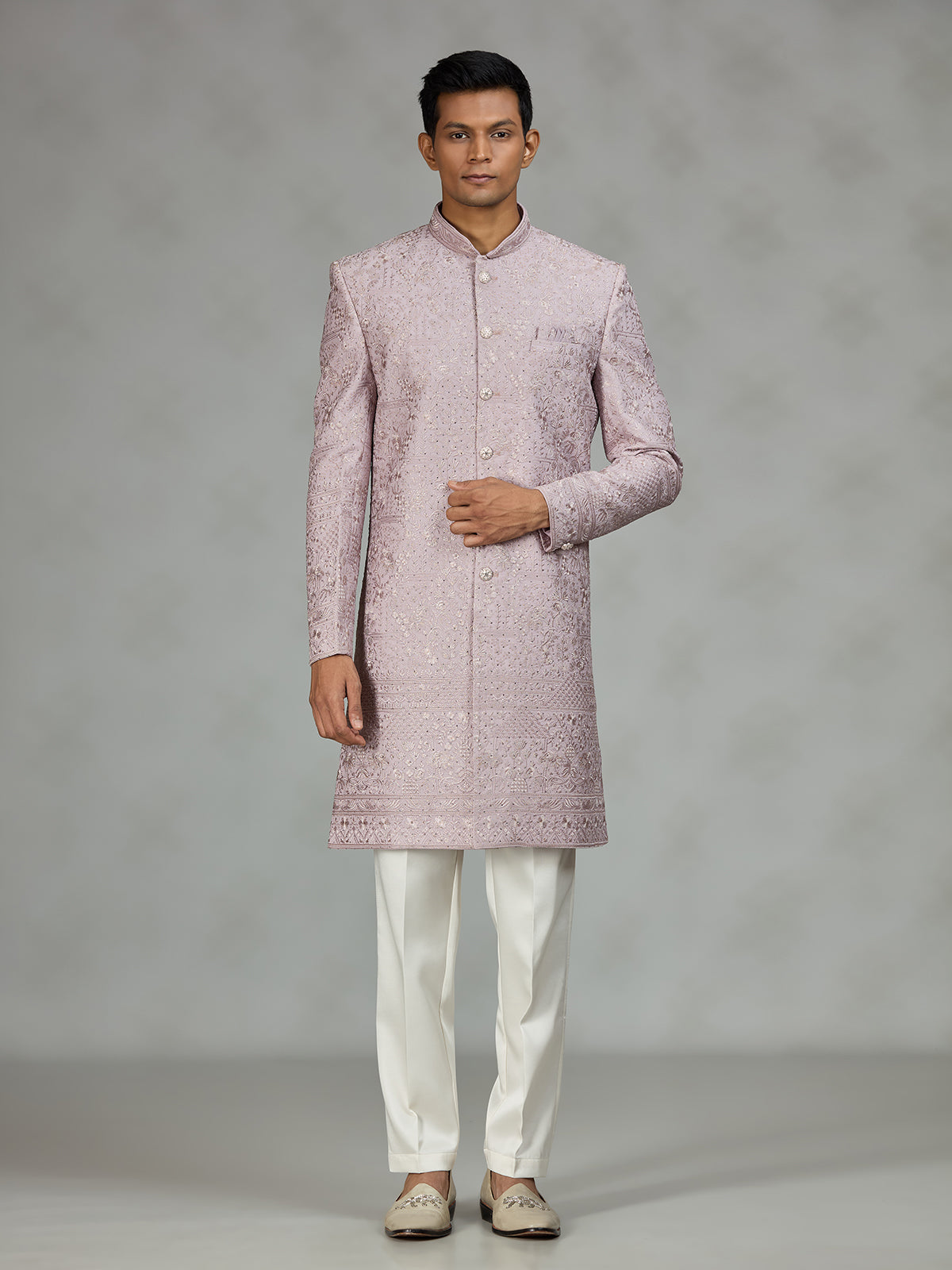 Onion pink refined mens sherwani
