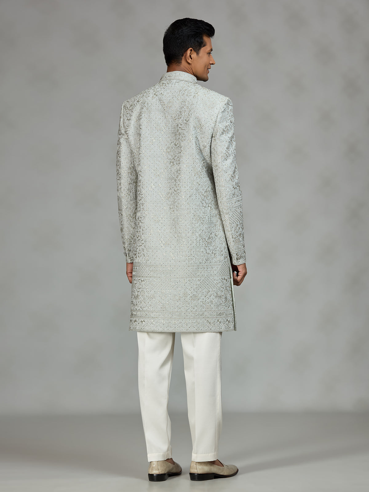 Mint blue signature mens sherwani