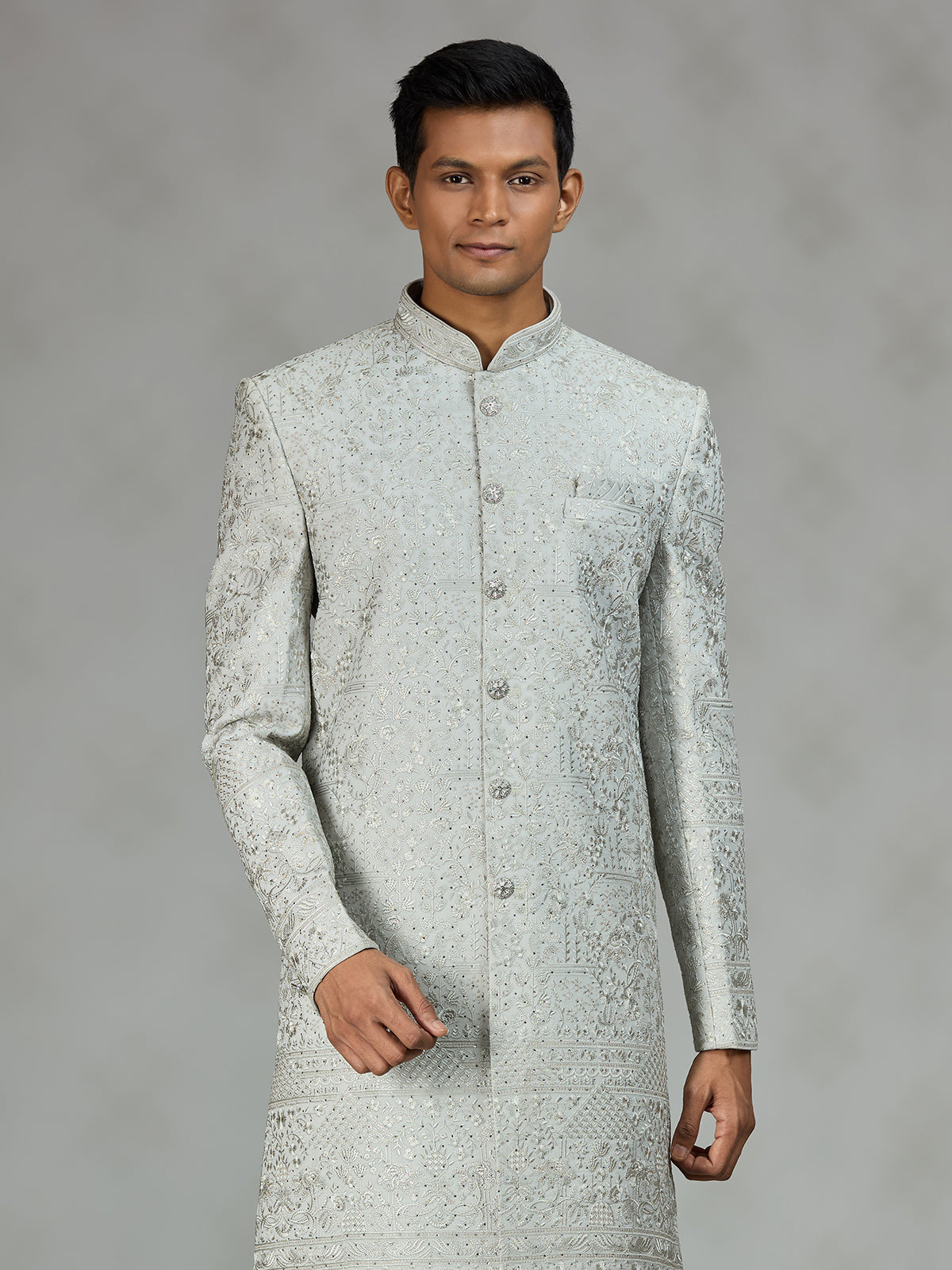 Mint blue signature mens sherwani