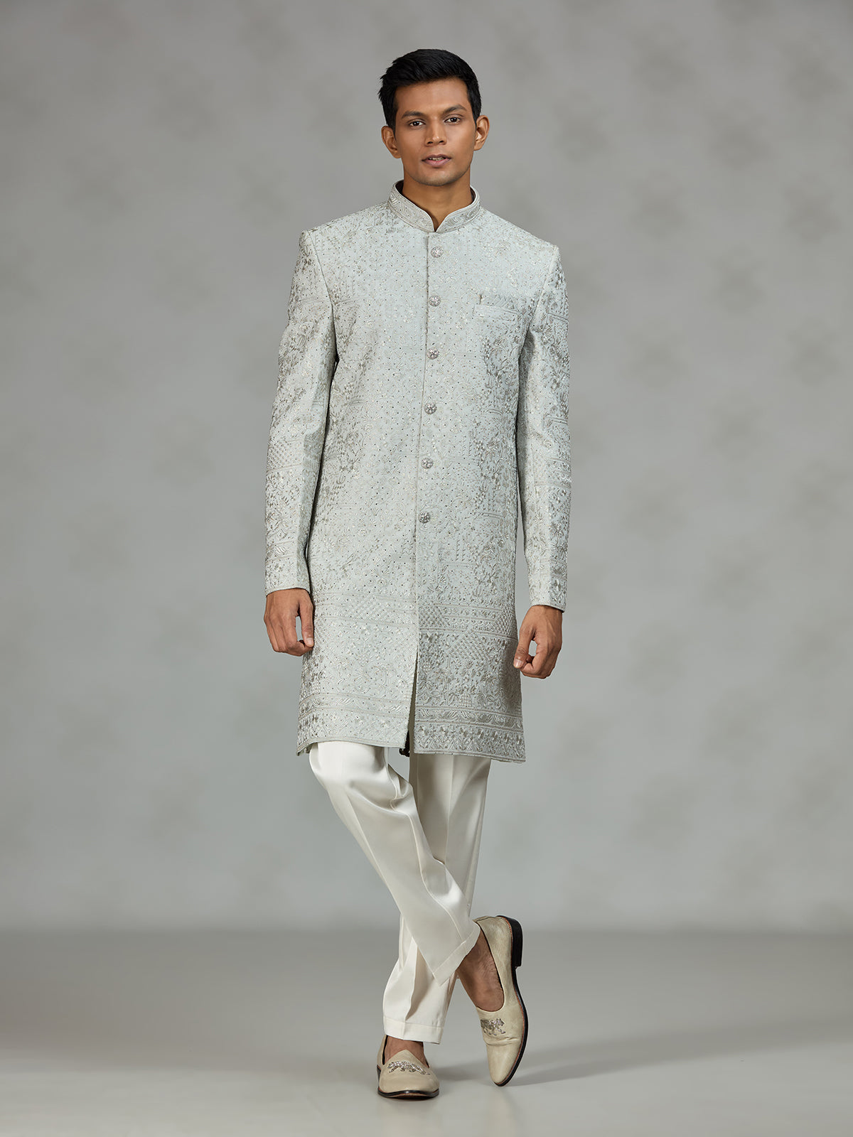 Mint blue signature mens sherwani