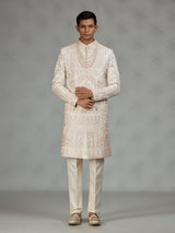 Ivory royal embroidered mens sherwani