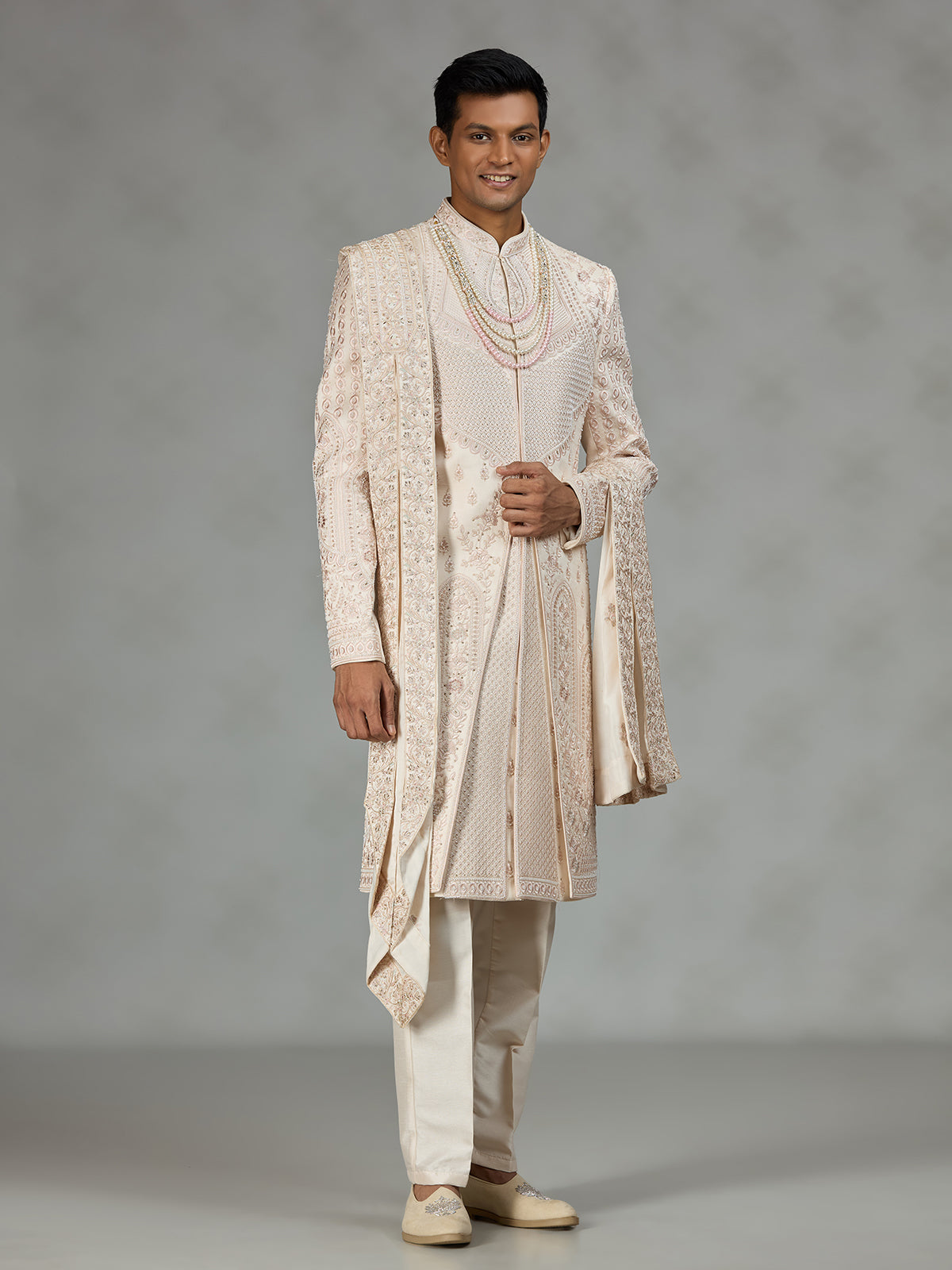 Blush cream luxury mens sherwani