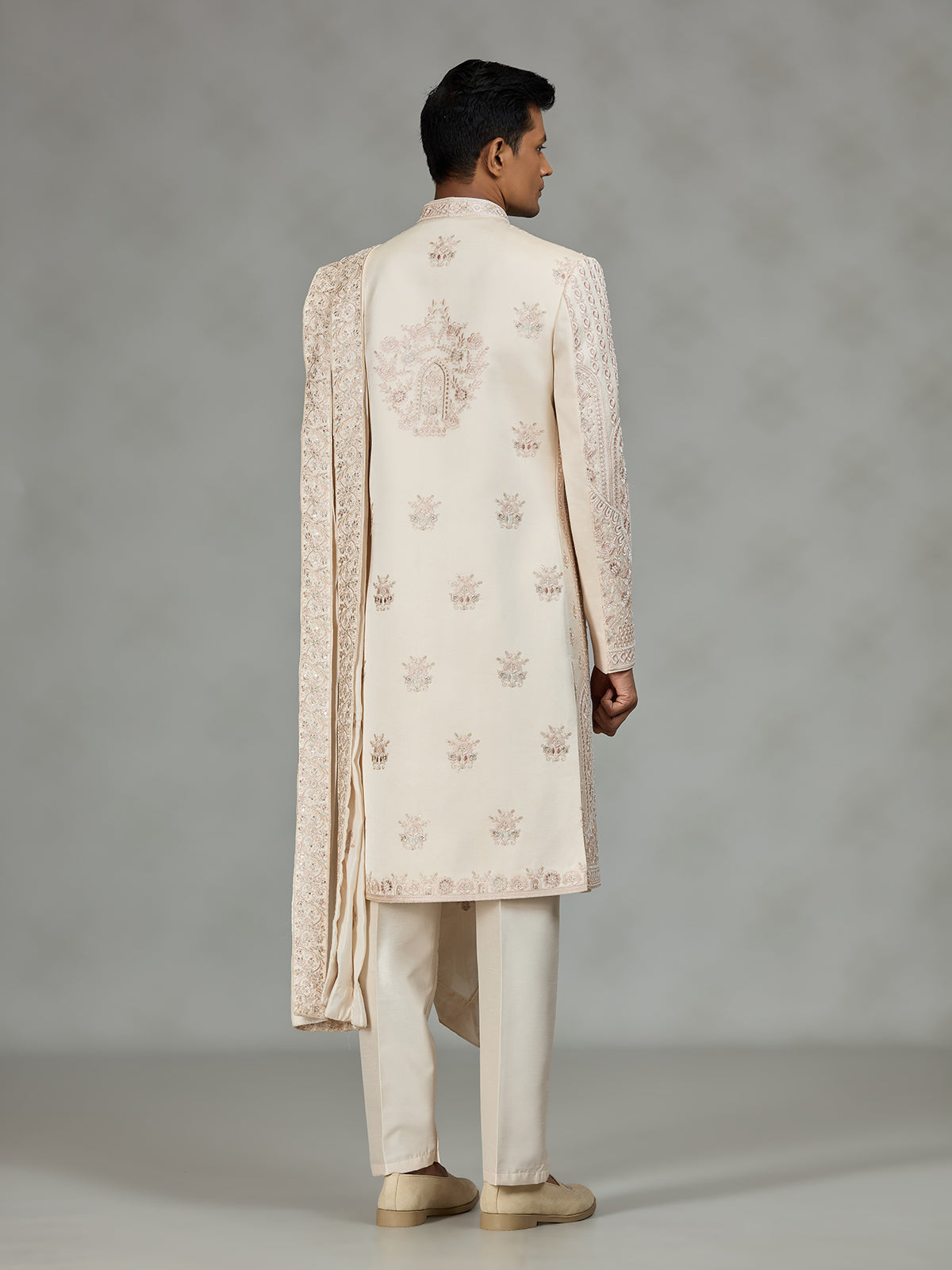 Blush cream luxury mens sherwani
