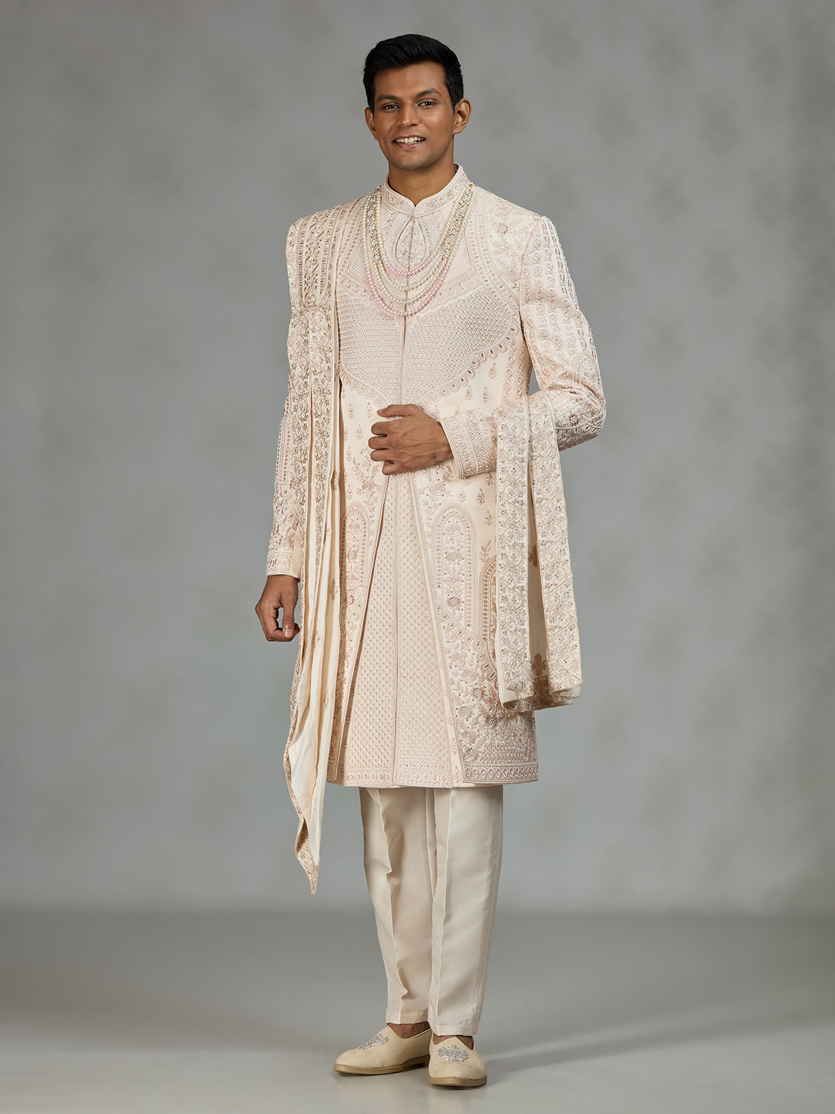 Blush cream luxury mens sherwani