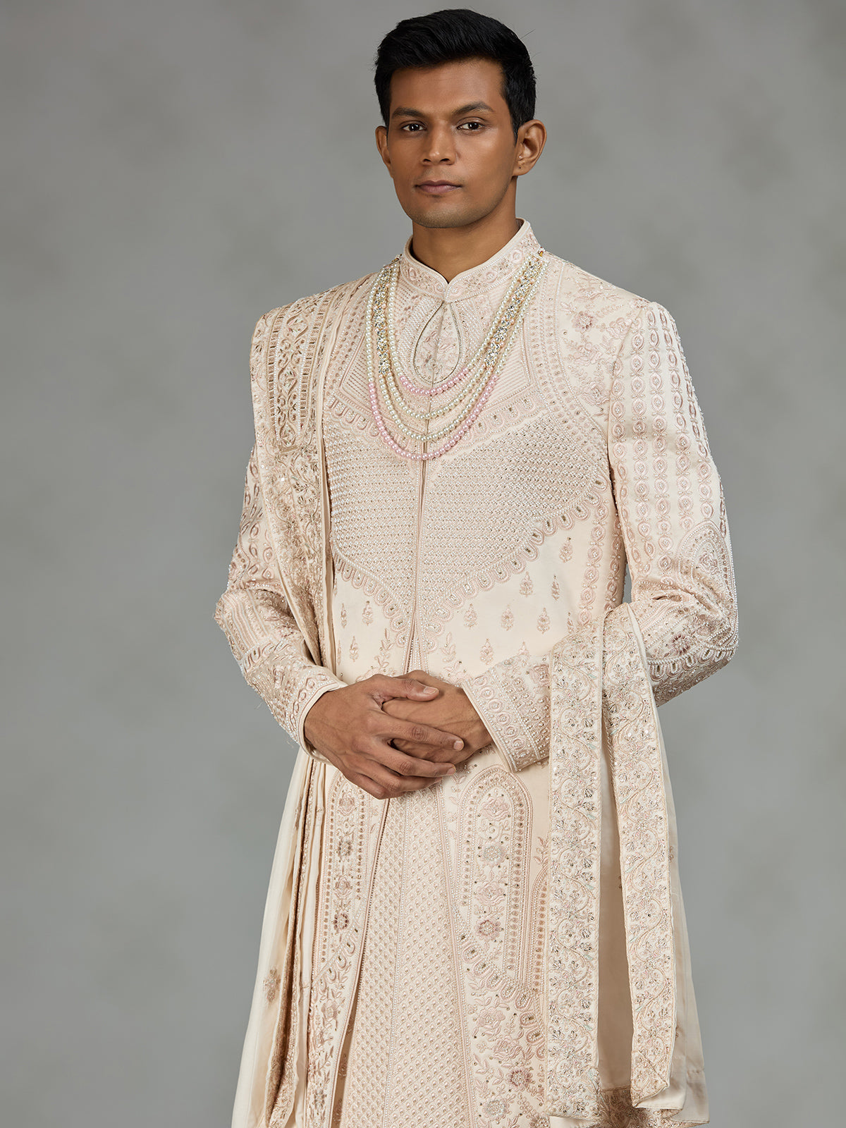 Blush cream luxury mens sherwani