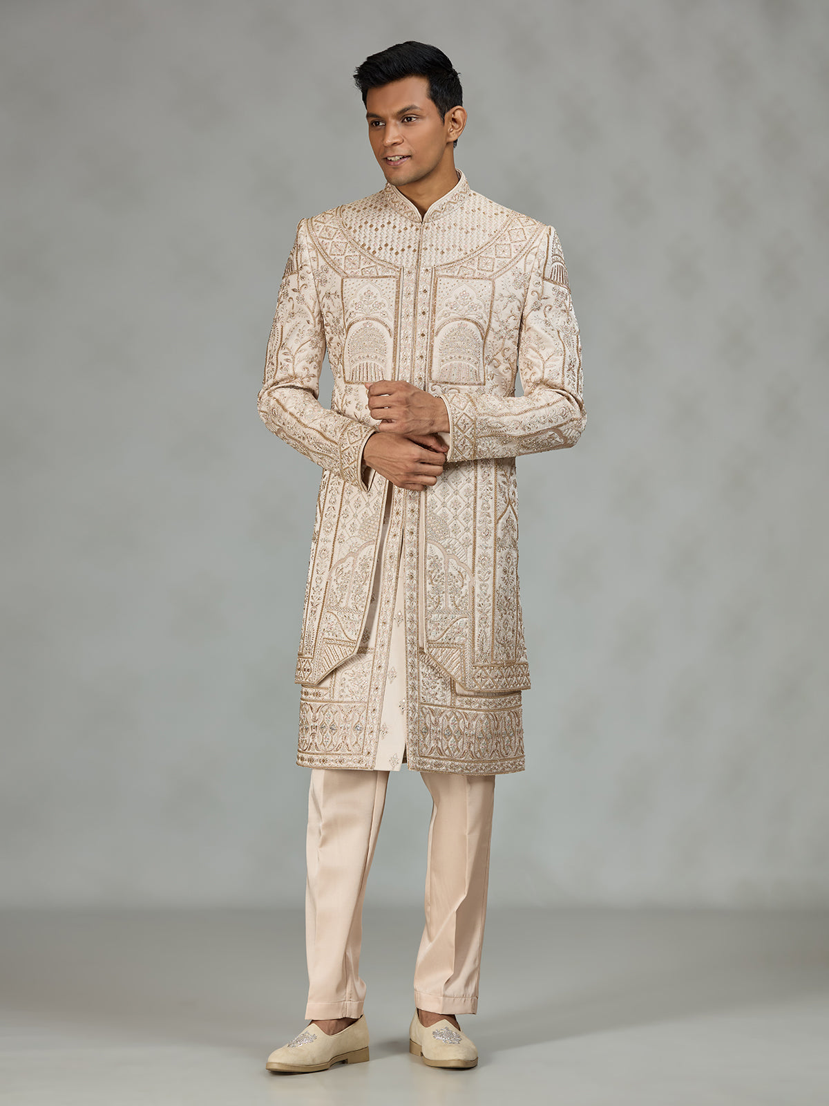 Champagne cream palace mens sherwani