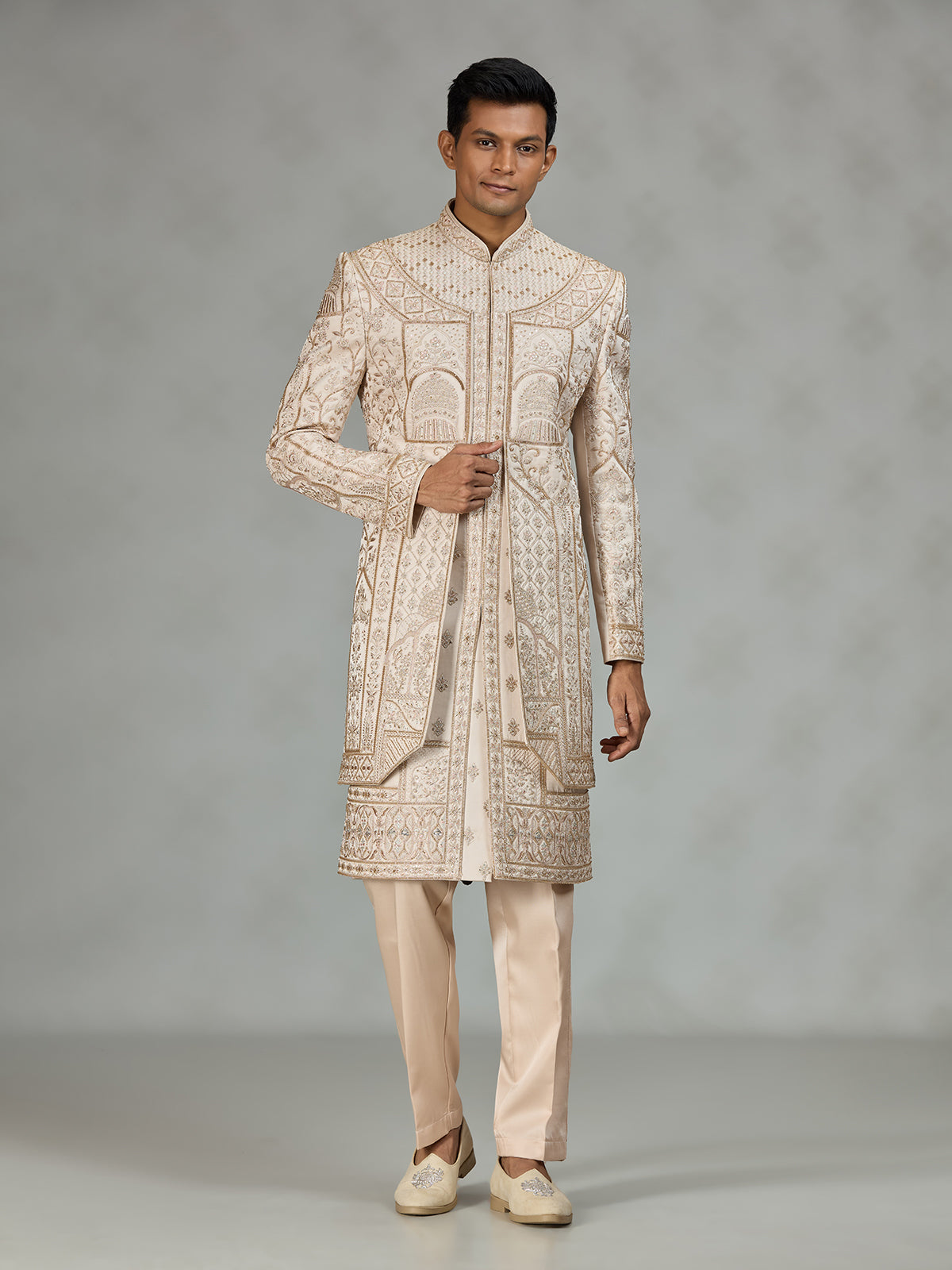 Champagne cream palace mens sherwani