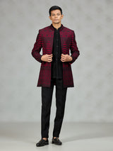 Black red heritage mens indo western