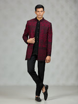 Black red heritage mens indo western