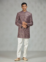 Dusty wine luxury brocade mens indo western