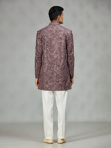 Dusty wine luxury brocade mens indo western