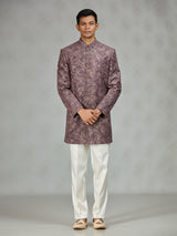 Dusty wine luxury brocade mens indo western