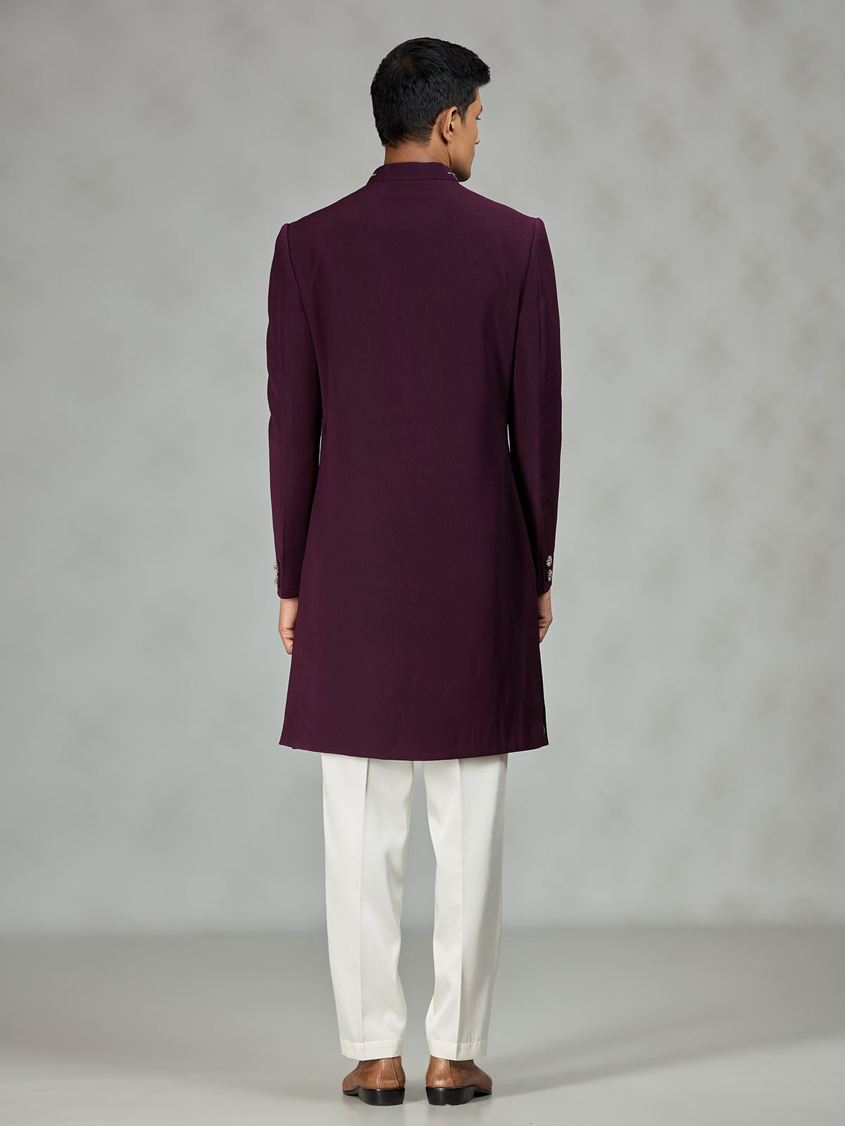 Wine royal shawl mens indo western