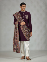 Wine royal shawl mens indo western