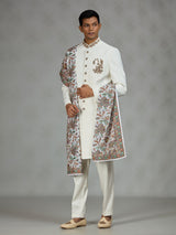 White refined shawl mens indo western