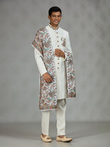 White refined shawl mens indo western