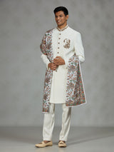 White refined shawl mens indo western