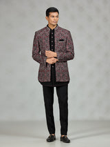 Black polished paisley mens indo western