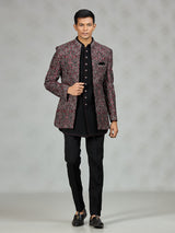 Black polished paisley mens indo western