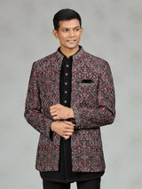 Black polished paisley mens indo western