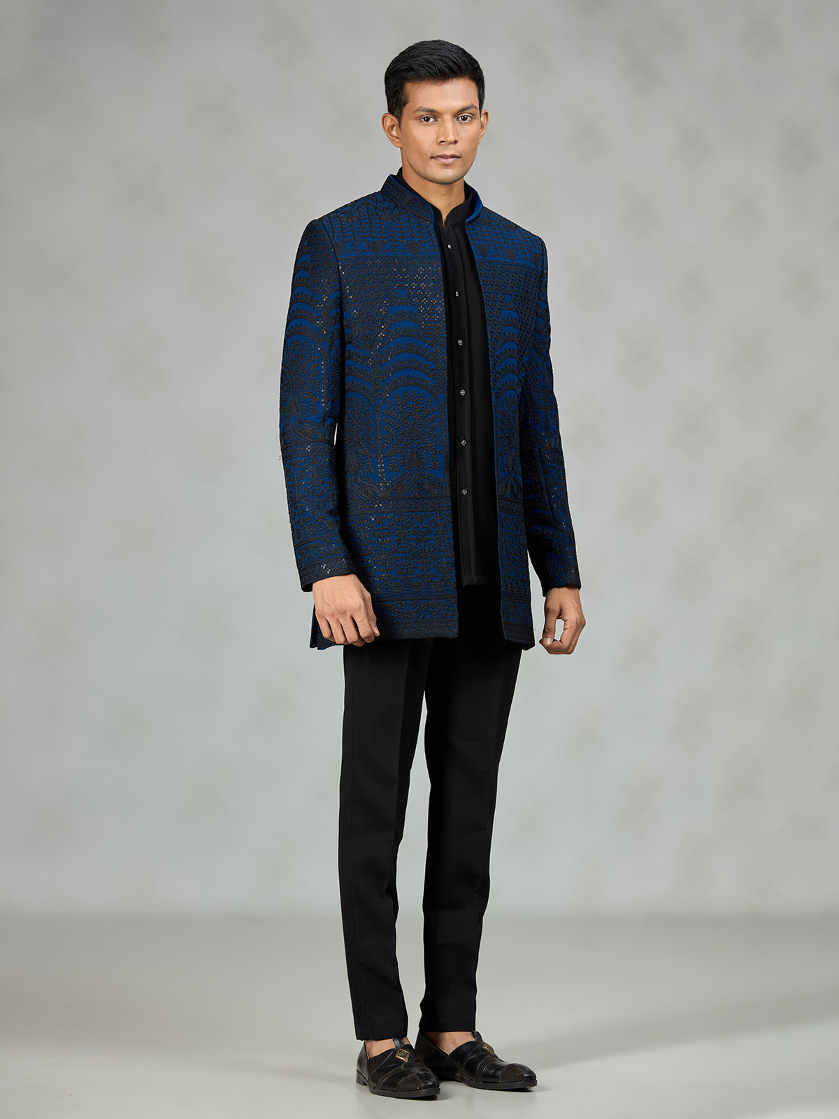 Black blue royal mens indo western