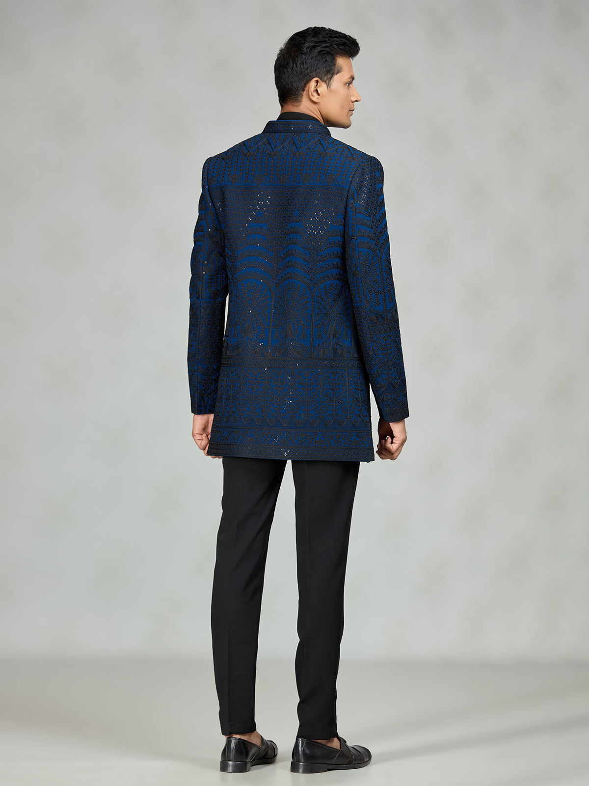 Black blue royal mens indo western